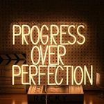 Progress Over Perfection Neon Sign For Wall Decor Dimmable Warm White Words L.... Fixed Price $50.73.