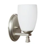 Brushed Nickel And Frosted Glass Shade Led Wall Sconce. Fixed Price $47.99.