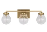 Renny 31 In. 3-LIGHT Satin Brass Vanity With Clear Glass Shades. Fixed Price $24.05.