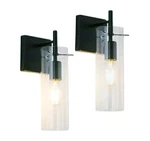 Krasty Metal/glass Modern Wall Sconce Set Of Farmhouse Black E26 Bulb Base New. Fixed Price $89.00.