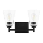 Hampton Bay Wakefield 15 In. 2-LIGHT Matte Black Modern Vanity Clear Glass Shade. Fixed Price $18.99.