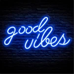 Portable Blue Neon Wall Sign - Energetic 'good Vibes' Led Light Decoration. Fixed Price $36.78.