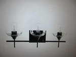 Merra 3-LIGHT Matt Black Bathroom Vanity With Clear Glass Shades. Fixed Price $38.95.