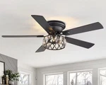 Breezary Jemore 52 In. Flush Mounted Black Crystal Ceiling Fan W Light & Remote. Fixed Price $151.99.