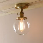 Pathson Industrial Antique Brass Semi-flush Mount Ceiling Light Globe Glass Lamp. Fixed Price $54.99.