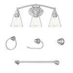 Pia Ricco 3-LIGHT Brushed Nickel Vanity Bathroom Set. Fixed Price $96.35.