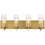 Eurofase Pista 4-LIGHT Vanity Fixture, Gold Finish, Clear Glass Cylinders,. Fixed Price $499.00.