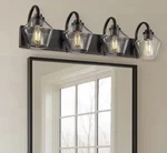 Jazava 31.9 In. 4 Light Black Vanity With Clear Glass Shade. Fixed Price $48.80.