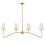 Electro Bp 47" 4-LIGHT Linear Island Chandelier Polished Gold White Linen. Fixed Price $209.99.