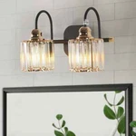Exbrite Modern Rose Gold 3/4-LIGHT Bathroom Dimmable Crystal Vanity Lights. Fixed Price $69.99.