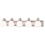 Livex Springfield Light Bath Vanity, Nickel/satin Opal White 10505-91. Fixed Price $375.96.