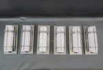 6 Hubbardton Forge Banded Wall Sconces Sun-purpled Opal Glass. Fixed Price $2229.99.