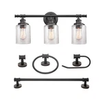 Globe Electric 51415 Camden 5-PIECE All-in-one Bathroom Set, 3 Vanity Light W.... Fixed Price $107.37.