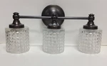 Pottery Barn Brayden Triple Wall Sconce Textured Glass Cylinder Shade Ant Bronze. Fixed Price $119.99.