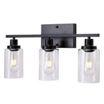 3-LIGHT Wall Sconce Clear Glass Vanity Fixture Black. Fixed Price $89.99.