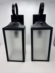 Outdoor Wall Light Pack 20 Inch Lanterns For Dusk To Dawn Black Frosted Glass.. Fixed Price $59.89.