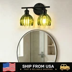 Letry 2-LIGHTS Green Tulip Glass Shade Bathroom Vanity Floral Wall Sconce. Fixed Price $57.40.