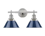 Bathroom Vanity 2-LIGHT Pewter Wall Fixture Navy Shade (golden Lighting). Fixed Price $220.00.