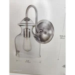 1-LIGHT Brushed Nickel Wall Sconce With Clear Glass Shade. Fixed Price $33.99.