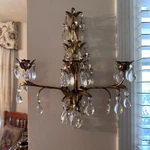Vintage Italian Gilt Tole & Crystal Wall Sconces Hollywood Regency. Fixed Price $299.00.