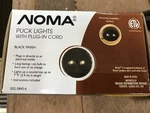 Noma Puck Lights Plug-cord 3 Black Finish 9.5 Watts. Fixed Price $6.98.
