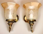Vintage Wall Sconce Pair By Progress Lighting Victorian Floral Style With Shades. Fixed Price $145.00.
