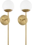 Ntsunxeko Set Of 2 Aged Brass Wall Sconces Opal Glass Globe Vanity Lights. Fixed Price $71.99.