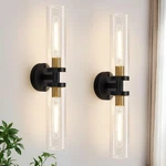 Indoi Wall Sconces Set Of Two, 22" Black And Gold Bathroom. Fixed Price $30.00.