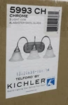 Kichler Lighting 5993CH Telford 3-LIGHT Bathroom Vanity Alabaster Swirl Chrome. Fixed Price $59.92.