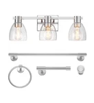 Global Electric Geneva 22 3 Light Brushed Nickel Modern Bath 5 Piece Set. Fixed Price $99.00.