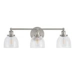 Home Decorators Evelyn 3-LIGHT Brushed Nickel Industrial Bathroom Vanity. Fixed Price $60.17.