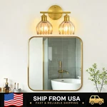 Letry 2-LIGHTS Vanity Amber Tulip Glass Shade Floral Bathroom Wall Sconce. Fixed Price $59.96.