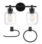 Globe Electric Cannes 14.63 Matte Black Vanity Light & 2-PIECE Bath Accessory. Fixed Price $45.89.