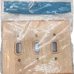 New Brainerd Medium Oak Wood Triple Switch Outlet Cover Wall Plate 126430 77. Fixed Price $5.92.