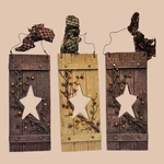 Lot Of 3 Mallory Lane Primitive Star Wall Plaques Resin Berries. Fixed Price $24.99.