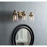 Allen + Roth Ivy 3-LIGHT Vanity Champagne Finish Clear Glass Shades. Fixed Price $29.99.