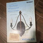 Kichler Carlotta Wall Sconce 0616057 Distressed Black And Wood Finish. Fixed Price $28.00.