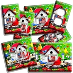 Rustic Country Cardinal Patriot Bird House Light Switch Outlet Wall Plates Decor. Fixed Price $18.99.