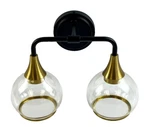 Hahzt Vanity Bathroom Fixture 2-LIGHTS Clear Black And Gold 14". Fixed Price $66.11.