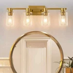 Deyidn Farmhouse 27.36 In. 4-LIGHT Gold Indoor Vanity W/clear Glass Shades. Fixed Price $60.44.
