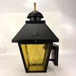 American Lantern Wall Sconce Light Mediterranean Black Amber Glass 19" Vintage. Fixed Price $76.00.