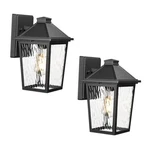 Outdoor Wall Sconce Pack, Hwh Exterior Medium *2 Black - Water Ripple Glass. Fixed Price $117.93.