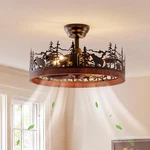 Farmhouse Rustic Ceiling Fan With Light And Remote, 21.7" Flush Mount Enclosed B. Fixed Price $323.99.
