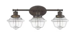 3-LIGHT Bronze Over Mirror Bathroom Fixture 26" School House Vanity New!. Fixed Price $159.00.