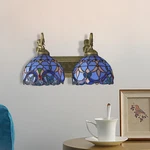 Indoor Tiffany Bathroom Vanity 2 Fixture Retro Stained Glass Wall Lighting. Fixed Price $94.54.