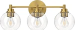 Gold 3-LIGHT Bathroom Vanity With Globe Glass Shades And E26 Sockets. Fixed Price $104.99.