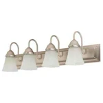 Modern Style 4-LIGHT Vanity Bathroom Fixture Satin Nickel Frosted Shade. Fixed Price $69.00.