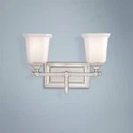 Quoizel Nicholas 10" High Brushed Nickel 2-LIGHT Wall Sconce U4113. Fixed Price $158.99.