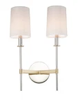 Maxim 32392OF Satin Brass / Polished Nickel Uptown 2-LIGHT 20"H Wall Sconce. Fixed Price $148.00.