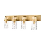 Z-lite Fontaine Light Vanity, Rubbed Brass/clear 3035-4V-RB. Fixed Price $279.99.